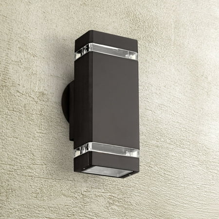 Patio Half Wall Possini Euro Design Modern Outdoor Wall Light Fixture Halogen Bronze 10 1/2
