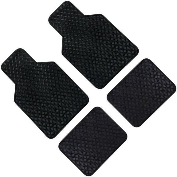 Masteelf Black Leather Car Floor Mats for All Weather Use Non-Slip Design 4 Pieces