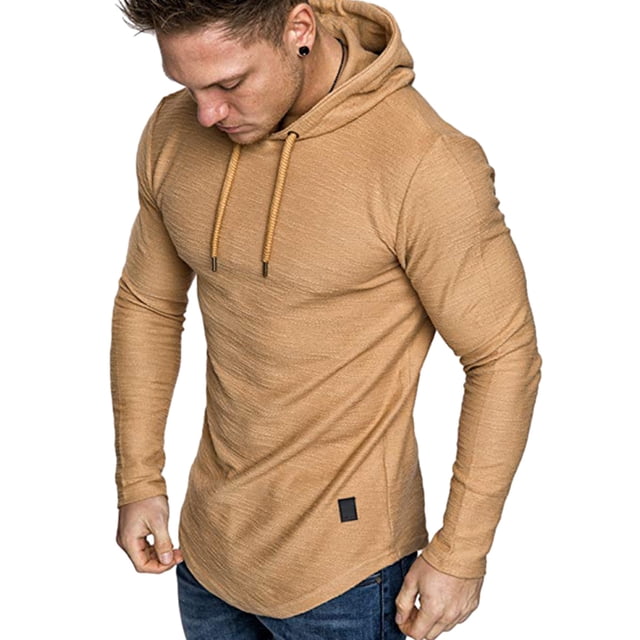 Sudadera deportiva con capucha de moda para hombre, sudadera de polar de color sólido