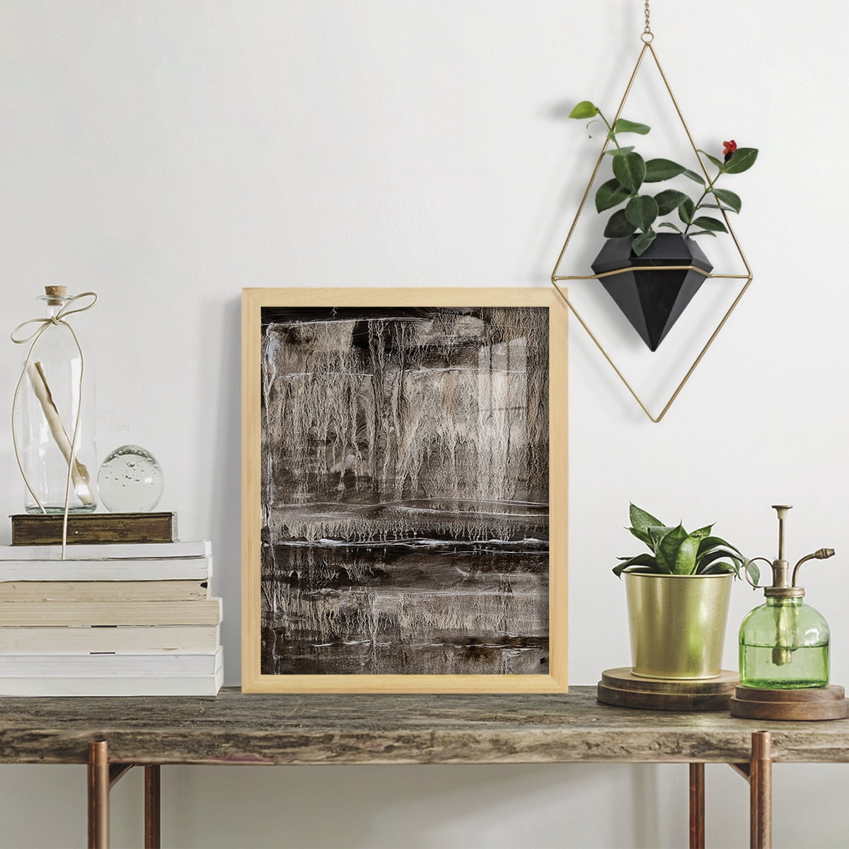Continuum III -Framed Print w/glass-Natural Wood