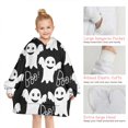 thumbnail image 6 of Smiling Ghosts Halloween Pattern Blanket Hoodies for Kids 6-13YR Oversize Wearable Blanket Hoodies for Boys Girls Teens, 6 of 7