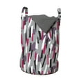thumbnail image 1 of Abstract Laundry Bag, Colorful Trapezoid Stripes Contemporary Surface Pattern, Hamper Basket with Handles Drawstring Closure for Laundromats, 13" x 19", Magenta Pale Eggplant, by Ambesonne, 1 of 4