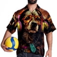 thumbnail image 4 of Retro Dog Men's Short Sleeve Spread Collar Beach Shirts Casual Printed Button Down Unisex Summer Tops, 4 of 6