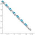 thumbnail image 5 of 14k White Gold Floral Diamond and Blue Topaz Bracelet - 7", 5 of 6