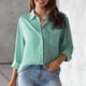 thumbnail image 3 of Camisa De Manga Larga Blusas de mujer Camisa con botones de rayas verticales Traje de trabajo de oficina (Verde XL) Cgtredaw para Mujer Verde T S, 3 of 6