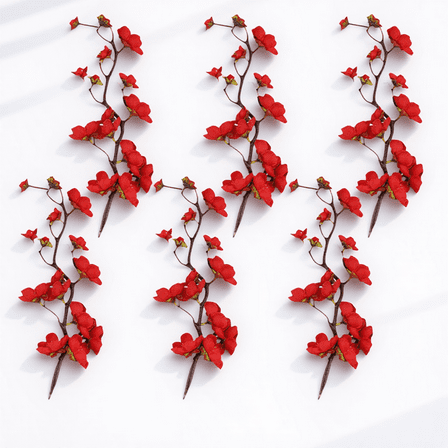 FONDOTIN 6Pcs Happy Birthday Cupcake Toppers Red Plastic Food Decor Ornaments for Cake and Dessert