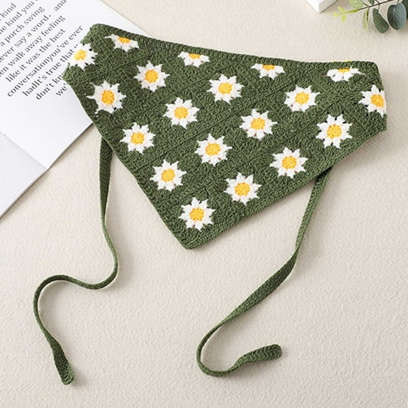 Wancir Women Crochet Hair Bandana Boho Knitted Head Scarf Kerchief Elegant Lace Neckerchief Fashion Accessory