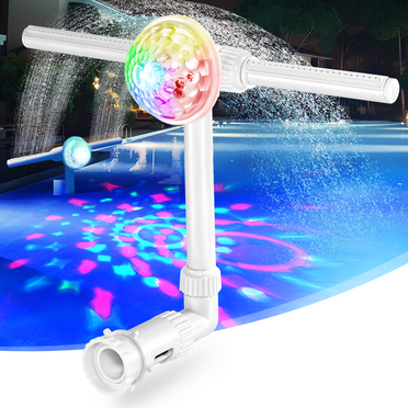 DAZLUTE 1pc Pool Fountain with Dual Adjustable Nozzles & Multicolor LED Lights Water Cooling Spray System for Above Ground/Inground Pools, Swimmingpool Accessories