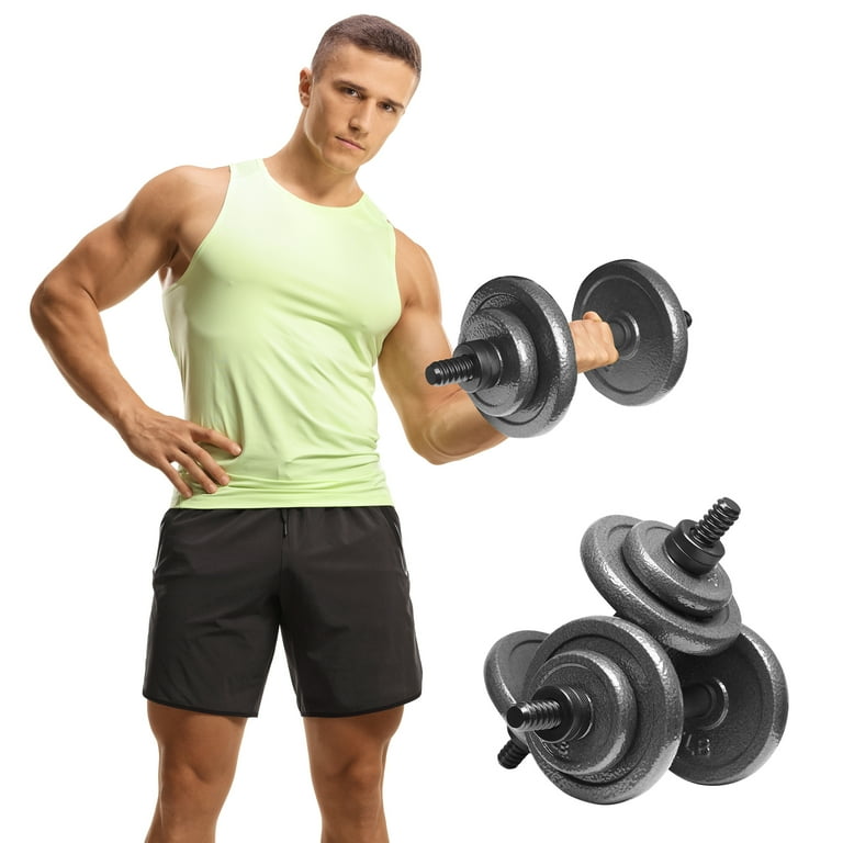Athletic Works 40LB Adjustable Cast Iron Dumbbell Set 1-inch Holes Fit  Standard Sized Bar