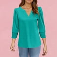 thumbnail image 4 of JGNGSHN 3/4 Length Sleeve Womens Tops Casual V-Neck Solid Color Tshirts Loose Fit Vocation Basic Tees Trendy Outfits 2025, 4 of 4