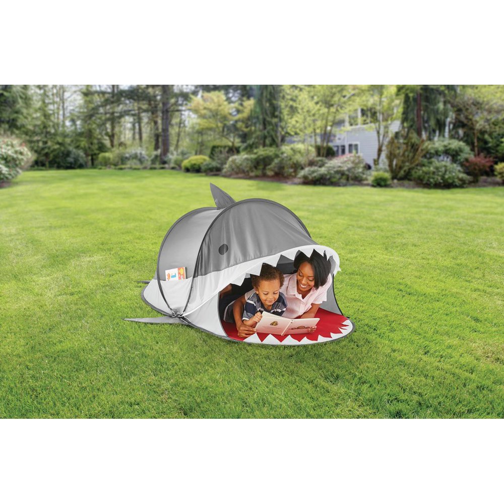 Mainstays Figural Beach Canopy Pop up Shade Tent, Shark, Grey Walmart
