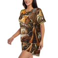 thumbnail image 3 of Womens Pajama Sets With Pocket, Modern Floral Guinea Pig Lounge Sets Short Sleeve Sleepwear PJ Sets for Women, 3 of 6