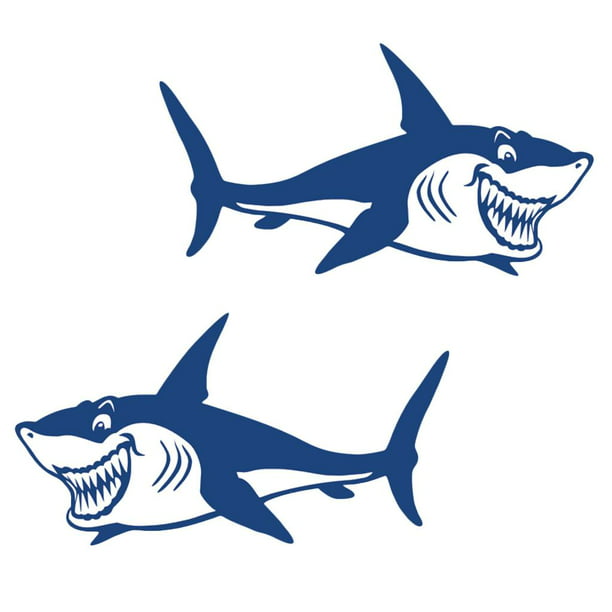 2x 2Pack Large Shark Decal Stickers Fishing Boat Graphics Waterproof for  Kayak Canoe Boat Dinghy Surfboard 