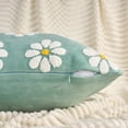 thumbnail image 3 of Unique Bargains Velvet Daisy Embroidery Pillow Covers Set of 2 Green 18" x 18", 3 of 7