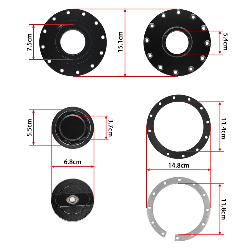 Billet Aluminum Easy Fill Fuel Cell Gas Cap 160mm with 12-Hole Cell Bung Replace
