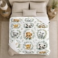 thumbnail image 4 of YShenghong Assorted Animals Peeking Through Soft Green Leafy Wreaths Printed Flannel Blanket, 4 of 7