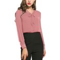 thumbnail image 1 of XINQIHANG Blouse en Chiffon à Col Noué pour Femmes Manches Longues Décontractée pour Bureau, 1 of 6
