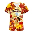 thumbnail image 6 of QATAINLAV Scrubs for Women Thanksgiving Turkey Print V Neck Short Sleeve Nursing Scrub Tops Stretchy Working Uniform Medical Scrub Shirts Orange M, 6 of 7