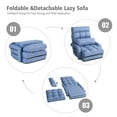 thumbnail image 6 of Indoor Chaise Lounge Sofa, Folding Lazy Sofa Floor Chair w/ 5-Position Adjustable Backrest Lumbar Pillow, Lounger Bed with Armrests (Blue), 6 of 9