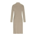 thumbnail image 4 of Fgvctg Womens Sweater Dress Ribbed Knit Button Down Long Sleeve Midi Dress Casual Fall Winter Turtleneck Dresses Soft Fashion Outfit With Pocket Khaki 2XL, 4 of 5