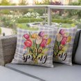 thumbnail image 4 of Hello Spring Pillow Covers 2 Pack Watercolor Tulip Purple Texture Pillowcase Waterproof Outdoor Throw Pillow Cover for Patio Garden Square Cushion 26”x26”, 4 of 9