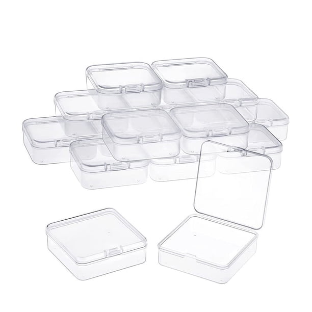 Paquete de 16 Cajas de Almacenamiento de Cuentas de PláStico Transparente con Tapa con Bisagras para ArtíCulos PequeñOs, Diamantes, Cuentas (2,2 X 2,2 X 0,79 Pulgadas)