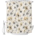 thumbnail image 2 of Gray Beige Floral Shower Curtains for Bathroom, Spring Modern Botanical Flowers Blossom Waterproof Fabric Shower Curtain, Decorative Bathroom Curtain for Bathtub, 72"x72" , No Hooks Included, 2 of 9