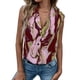 thumbnail image 1 of Camisa sin mangas para mujer, cuello en V, estampado con botones, cierre holgado, camiseta sin mangas informal de verano, 1 of 6