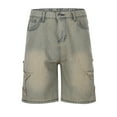 thumbnail image 3 of Mens Jean Shorts Star Embroider Baggy Drawstring Denim Bermuda Shorts with Pockets Elastic Waist Relaxed Loose Fit Street Denim Shorts Men, 3 of 9