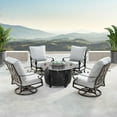 thumbnail image 2 of Outdoor Living and Style 5-Piece Gray and Black Outdoor Patio Round Fire Table Swivel Rocking Chairs, 2 of 5