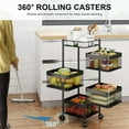 Rotating Kitchen Storage Rack, 4Layer Metal Storage Rack, Wheeled Cart