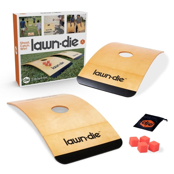 Lawn Die Outdoor Toss Game – Die Meets Cornhole – Portable Backyard, Beach & Tailgate Game for 4 Players – 2 Board Set