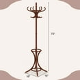 thumbnail image 4 of Giantex Coat Rack Free standing, Wooden Coat Rack Tree with 12 Hooks and Umbrella Stand, Entryway Hall Tree for Hats Clothes Handbags (Reddish Brown), 4 of 8