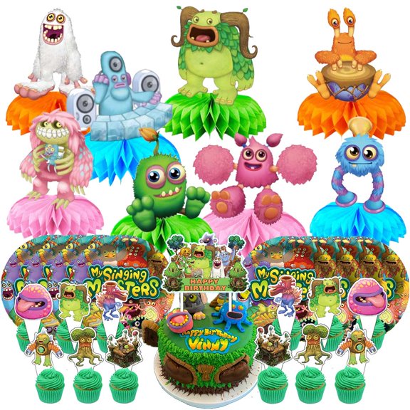 My Singing Monsters Party Supplies Decor Plates Fans Decorations Honeycomb Centerpieces Cake Toppers