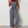 thumbnail image 2 of Womens Jumpsuit Casual Off Shoulder Sleeveless Button Belt Wide Leg Jumpsuits Loose Tube Top Rompers Summer with Pockets, 2 of 4