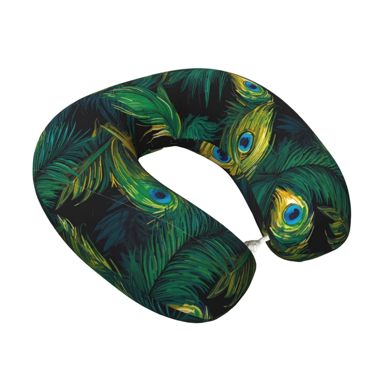 Xecao Peacock Feathers2 Print Memory Foam Cervical Neck Pillow Versatile U-Shaped Pillows for Home,Office,Camping,Travelling,Soft Washable Cover