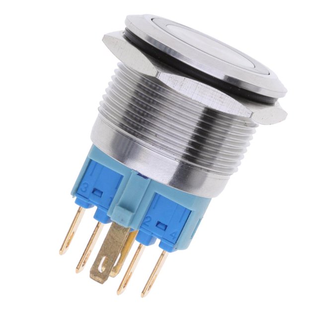 Interruptor de Botón LED 12V Impermeble Herraientas Momentáneo Interruptor 1NO 1NC - Azul-22mm Sunnimix Interruptor de botón de 22 mm