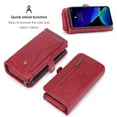 thumbnail image 3 of iPhone 11 6.1" Case, Allytech Vegan Leather Flip Stand Multi-Function Cards Holder Cash Pocket Purse Detachable Back Cover Magnetic Protection Shockproof Case Cover for Apple iPhone 11 6.1",Red, 3 of 10