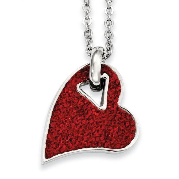 Chisel Stainless Steel Red Crystal Heart Pendant Necklace