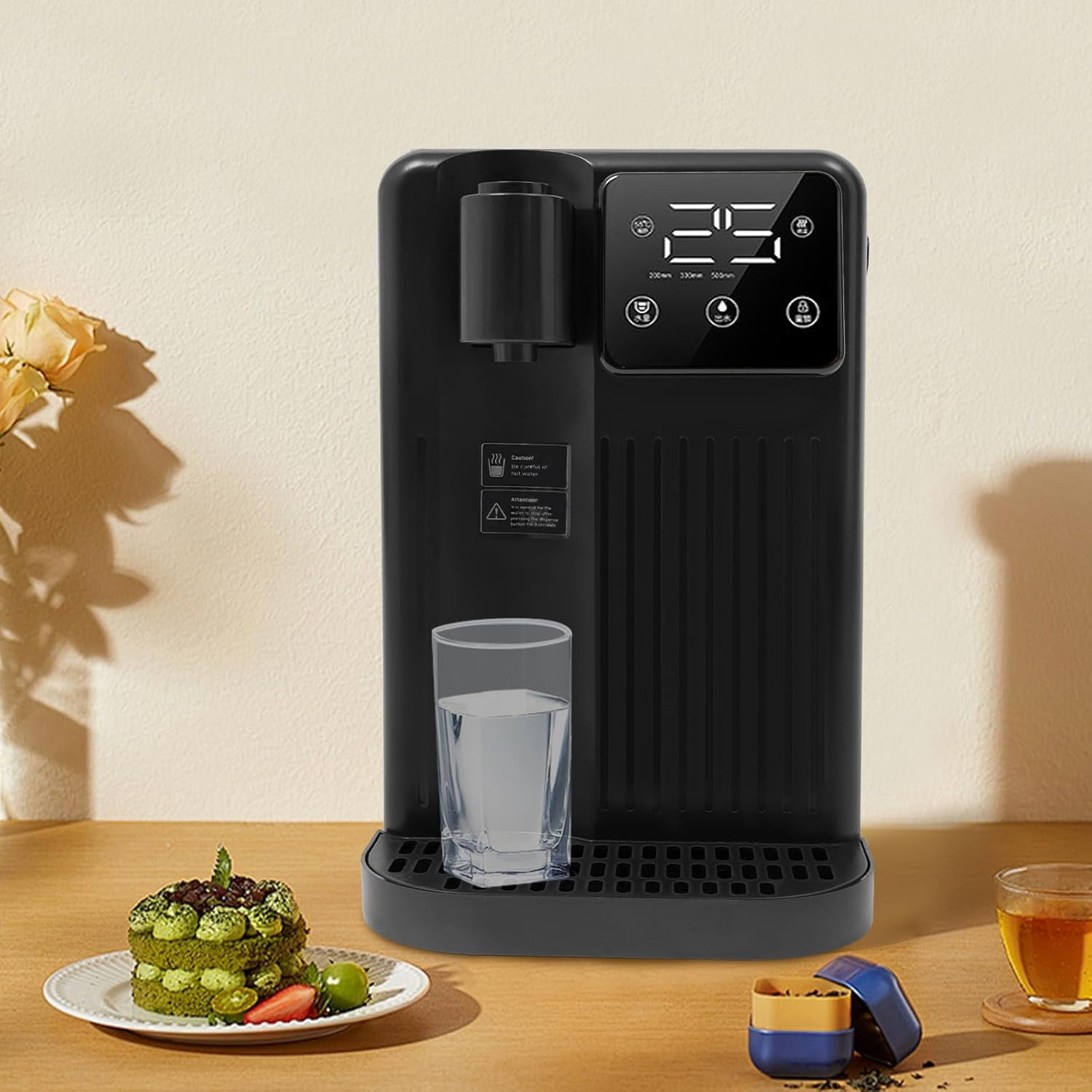 Instant Hot Water Dispenser, 3L/0.79-Gallon Desktop Water Dispenser 1700W Adjustable Water Output&Temperature Water Tank 3s Quick Heating Hot Water Filter System (Black)