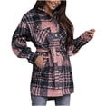 thumbnail image 1 of Uhndy Jackets for Women, Women Autumn And Winter Plaid Lapel Woolen Cloth Coat Trench Jacket Long Overcoat Outwear Winter Coats Christmas Gifts for Women, 1 of 6