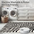thumbnail image 5 of ODIKA 4'x6' Machine Washable Non-Slip Area Rug, Monochrome Savanna Bands Elegant Contemporary Stylish Fashionable High Traffic Rug with Pad, Black, 592630, 5 of 8
