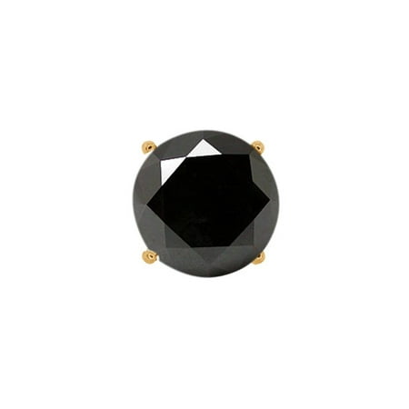 0.06 Ct Mens Diamond - 0.22 Ct Round Black AAA Diamond 18K Yellow Gold Men's Single Stud Earring