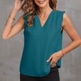 thumbnail image 5 of Women's Silk Satin Tank Top V Neck Sleeveless Ruched Blouse Summer Basic Tank Shirt Green, 5 of 7