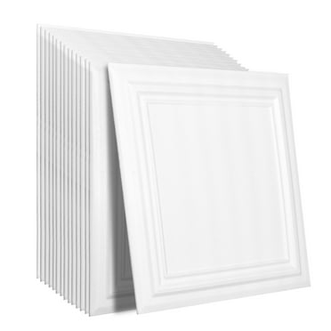 SKYSHALO Drop-In Ceiling Panels, 16 Units, 20x20 Inches, High-Quality Styrene Sheets, Simple Setup & Trimming, Adhesive Ceiling Panels, Ideal for Enhancing Home or Office Ceilings
