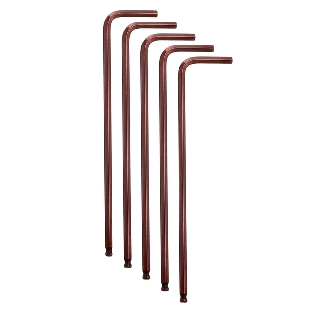 Uxcell 5 piezas Llave Hexagonal de Punta de Bola 7/64" SAE Acero S2 Llave de Brazo Largo en Forma de L Herramienta de Reparación para Hogar Bicicleta Motocicleta, Rojo Marrón