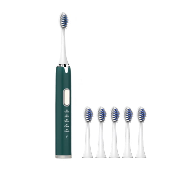 Wovilon Toothbrush With Data Cable 6 Brush Heads 5 Cleaning Modes Smart Toothbrush Faster Charging