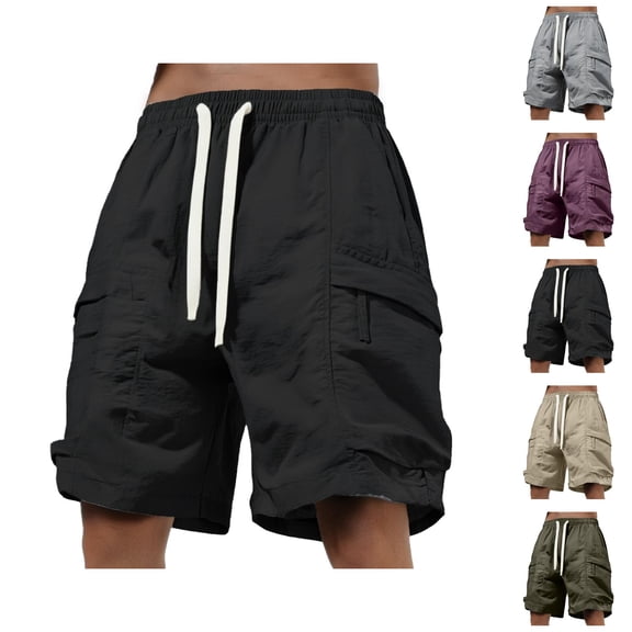 Wide Leg Cargo Shorts for Men Summer Casual Elastic Waist Lightweight Loose Baggy Shorts with Pockets