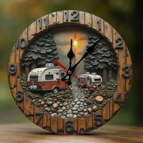 Wall Clock Decorative - Rustic Camper Sunset Print 2D Vintage Wall Clocks Battery Operated Silent Non-Ticking for Bedroom, Living Room, Kitchen, Office, Classroom, 10 Inch