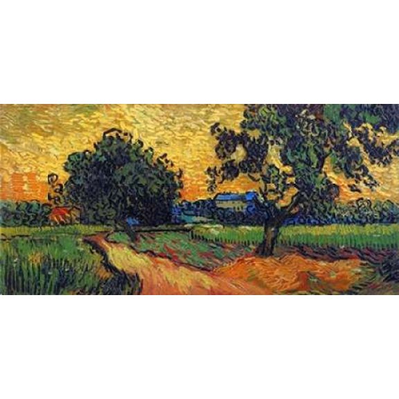 Landscape At Twilight Canvas Art - Vincent Van Gogh (24 x 48)